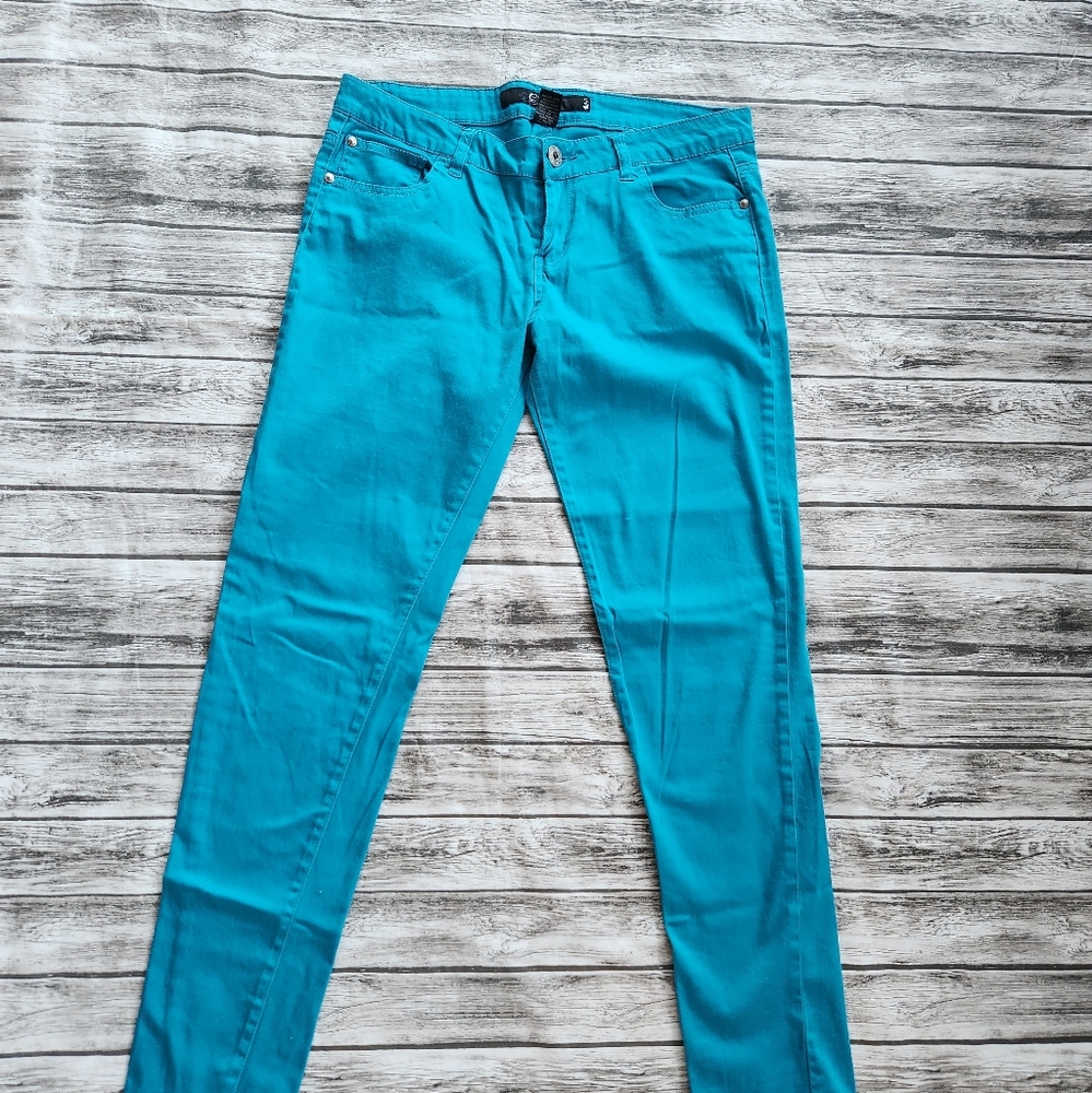 C. Pink blue stretch skinny jeans